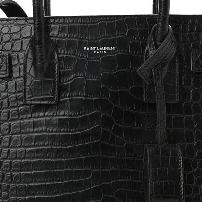 Saint Laurent Calfskin Crocodile Embossed Baby Sac De Jour Black 10 of 28