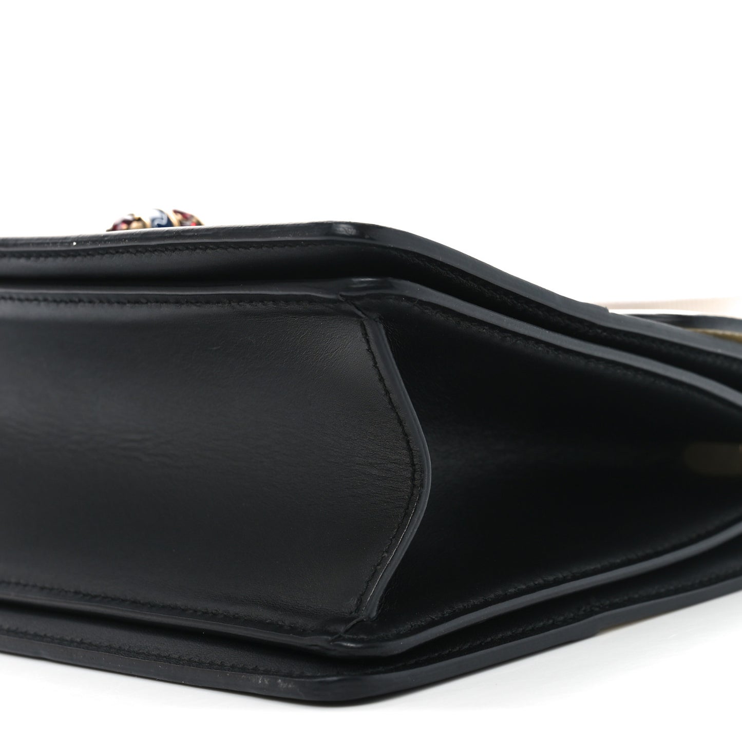 Calfskin Sylvie Web Small Queen Margaret Top Handle Bag Black White