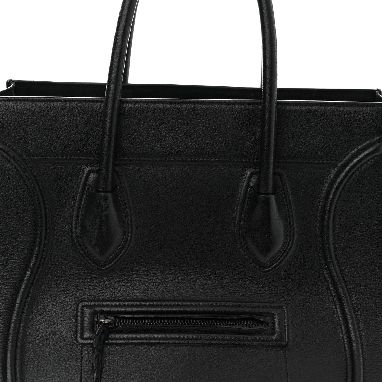 Grained Calfskin Medium Phantom Luggage Black