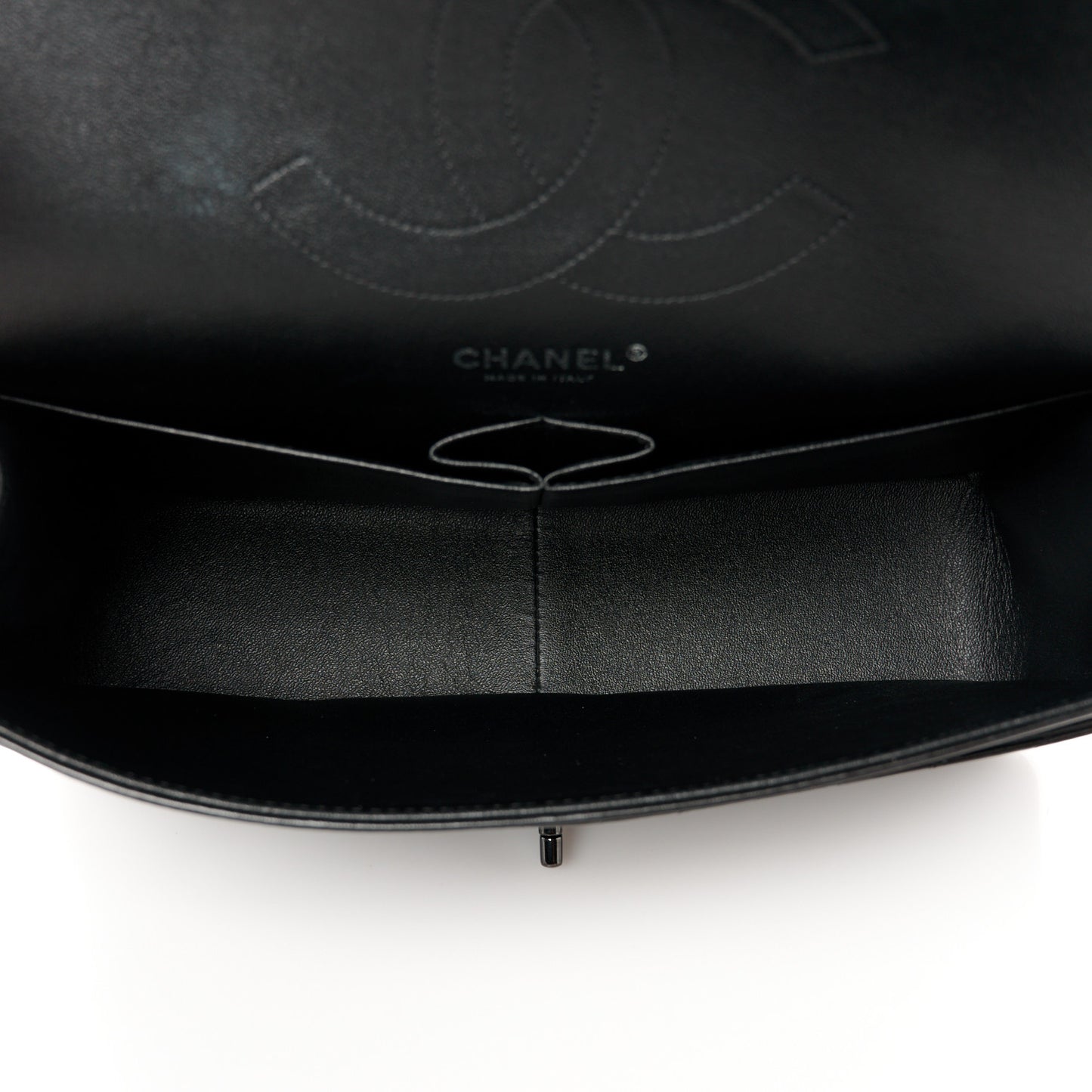 Lambskin Chevron Quilted Jumbo Double Flap So Black