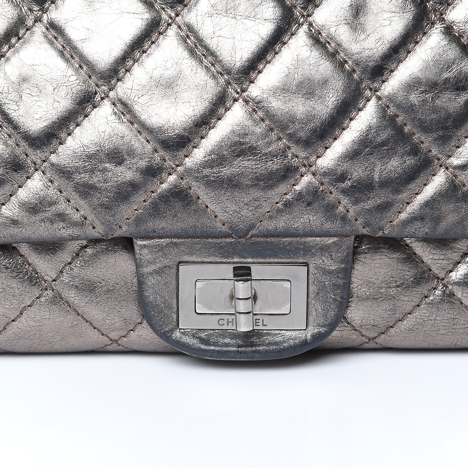 Chanel Metallic Aged Calfskin Quilted 2.55 Reissue 227 Flap Dark Silver 17 of 21
