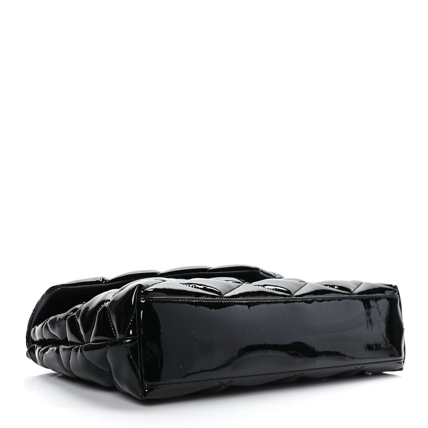 Patent Quilted Sade Puffer Envelope Clutch Black