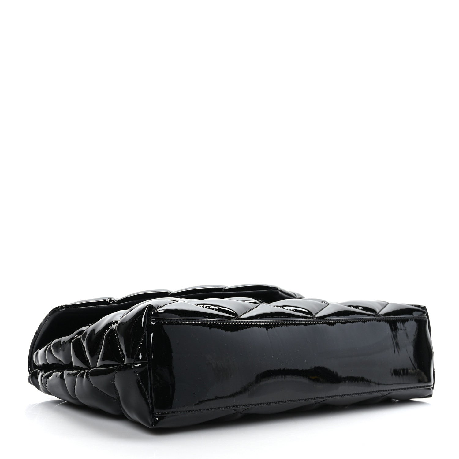 Saint Laurent Patent Quilted Sade Puffer Envelope Clutch Black 4 of 9