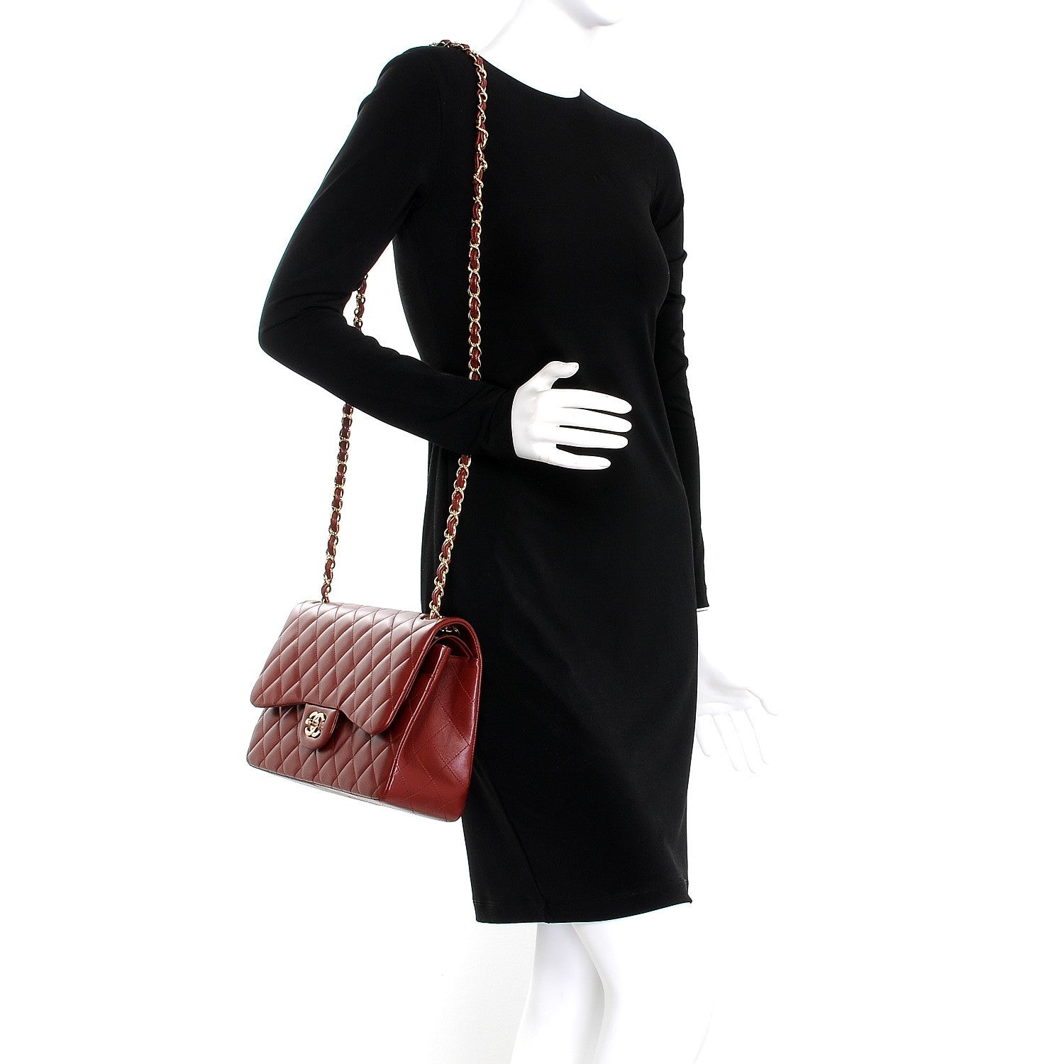 Chanel Lambskin Quilted Jumbo Double Flap Burgundy 2 of 9