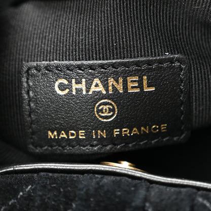 Chanel Suede Calfskin Plexiglass Tortoise Shell Quilted Mini Pouch Black 6 of 11