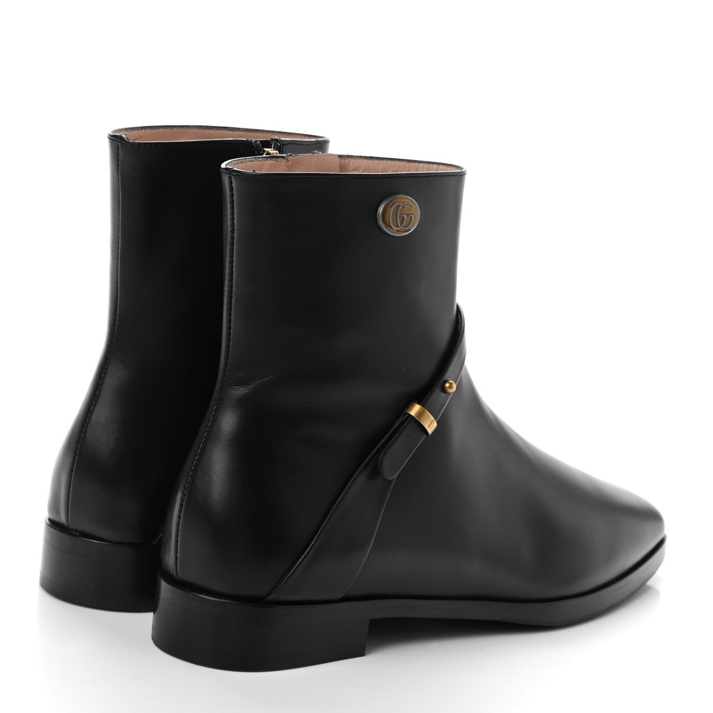 Calfskin Womens GG Ankle Boots 37.5 Black
