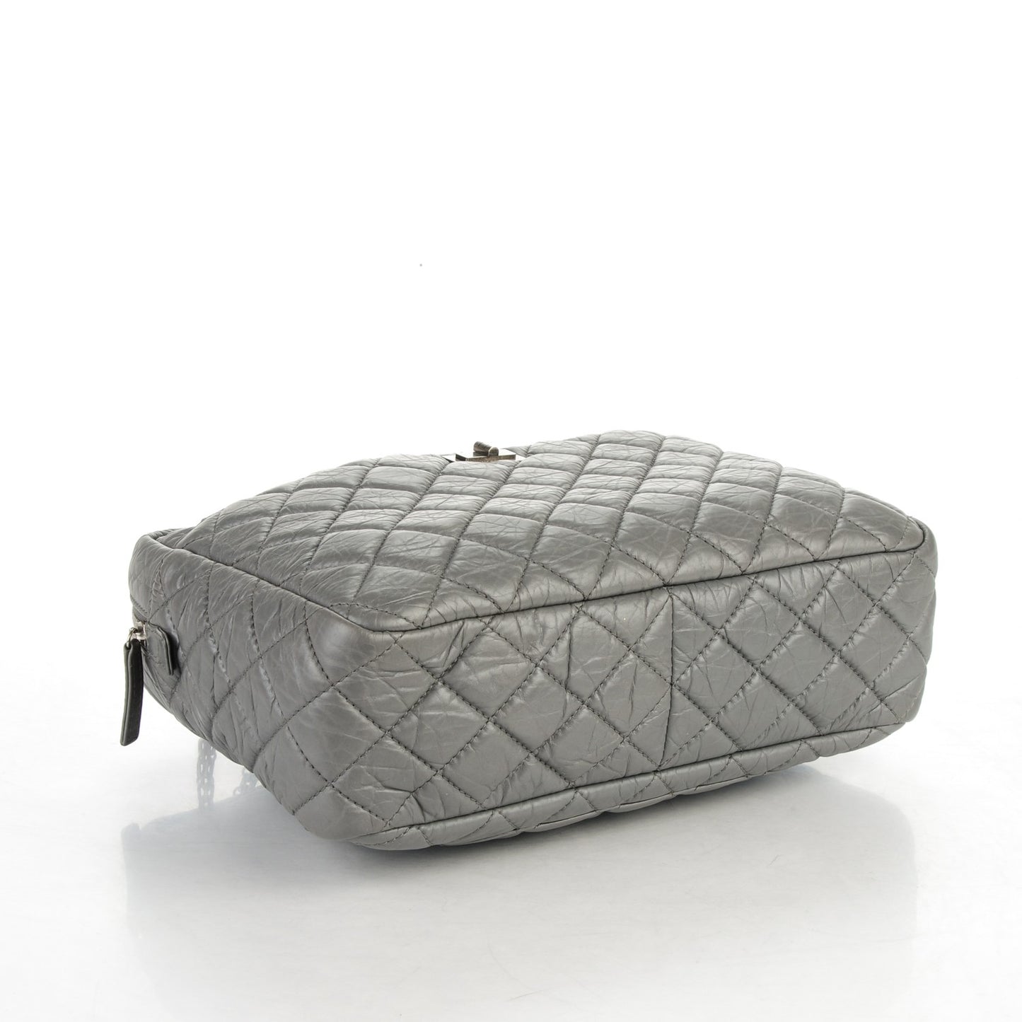Aged Calfskin Quilted Large Reissue Camera Case Grey