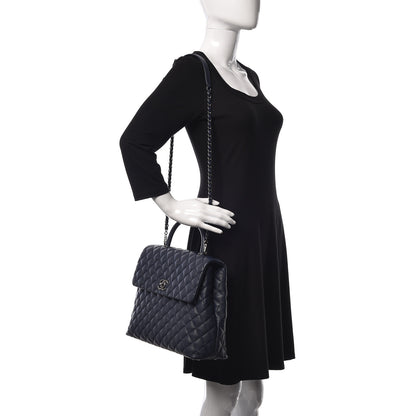 Chanel Caviar Quilted Large Coco Handle Flap Navy Blue 2 of 11