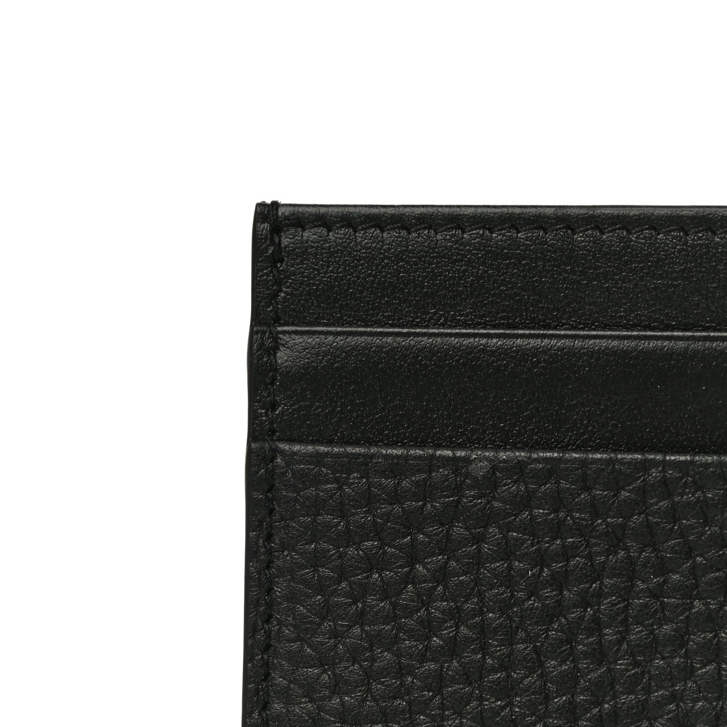 Grained Deerskin Crown Card Holder Black