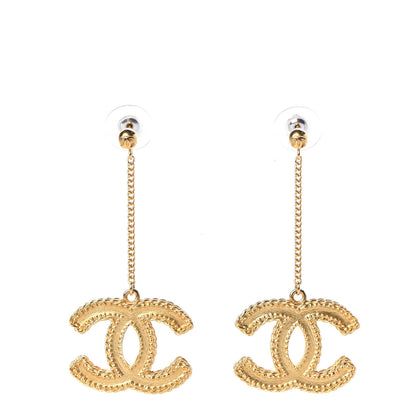Chanel CC Drop Earrings Matte Gold 1 of 4
