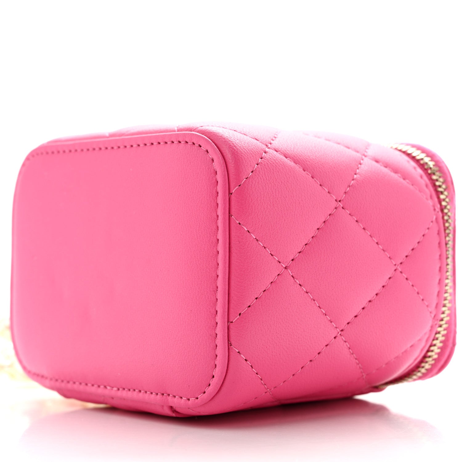 Chanel Lambskin Quilted Mini Vanity Case With Pearl Chain Pink 9 of 10