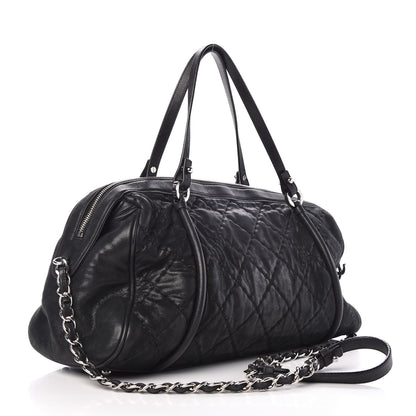 Chanel Iridescent Calfskin Quilted Relax CC Bowler Black 4 of 11