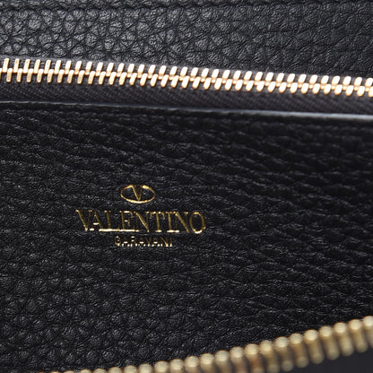 Valentino Garavani Pebbled Calfskin Rockstud Zip Around Wallet Black 6 of 9