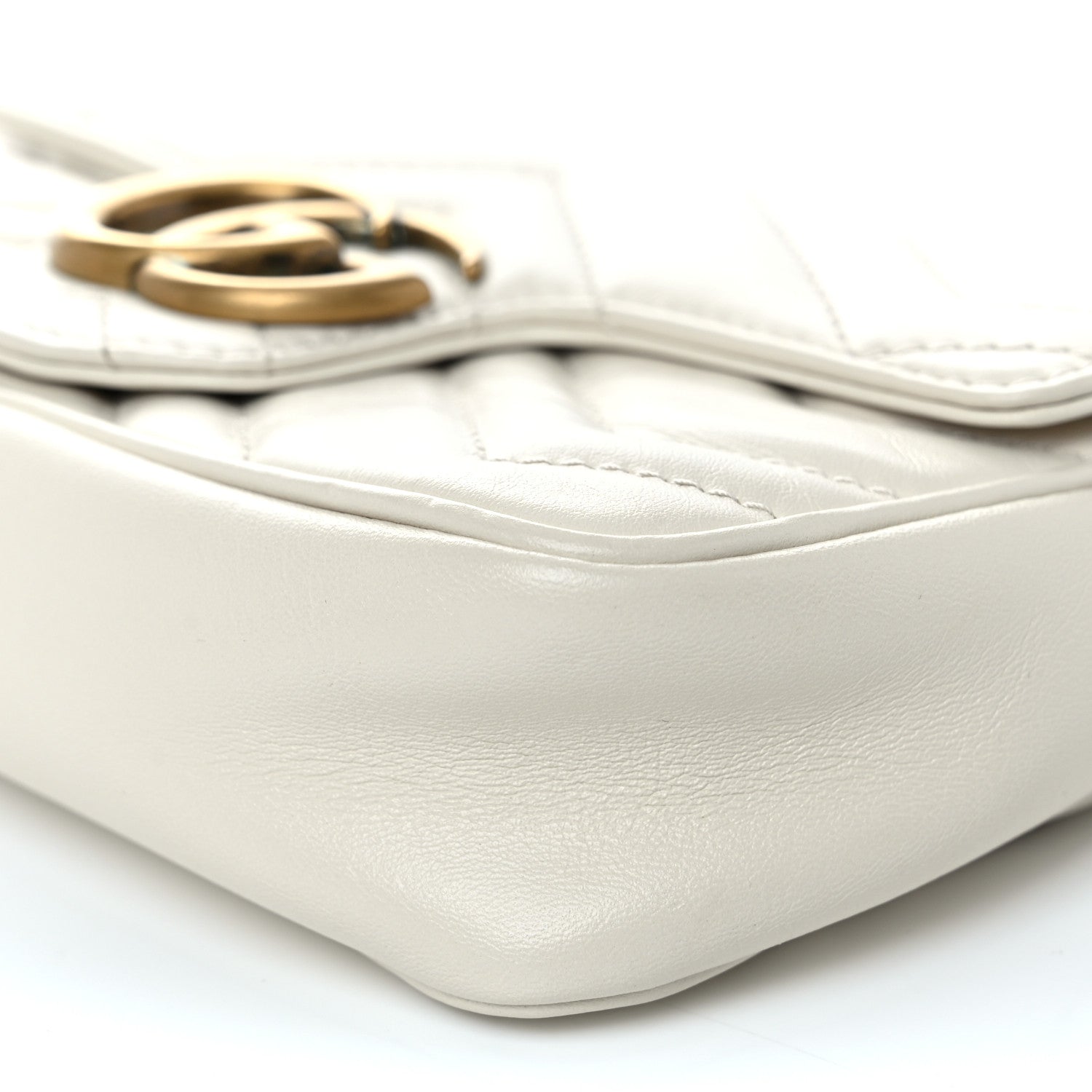 Gucci Calfskin Matelasse Super Mini GG Marmont Shoulder Bag White 9 of 11
