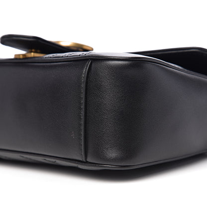 Gucci Calfskin Matelasse Small GG Marmont Shoulder Bag Black 8 of 9