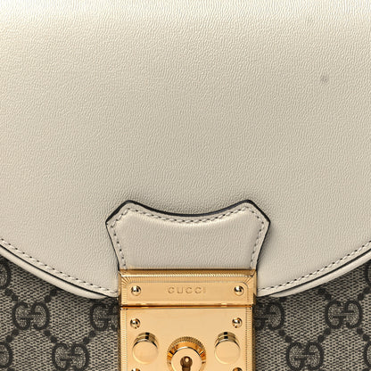 Gucci GG Supreme Monogram Calfskin Small Padlock Messenger Shoulder Bag Beige Mystic White Sun Oil 7 of 9