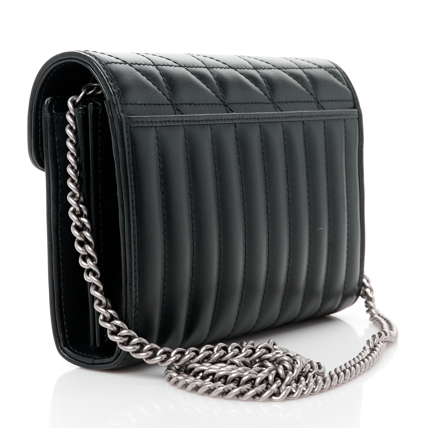 Calfskin Matelasse Aria GG Marmont Chain Wallet Black