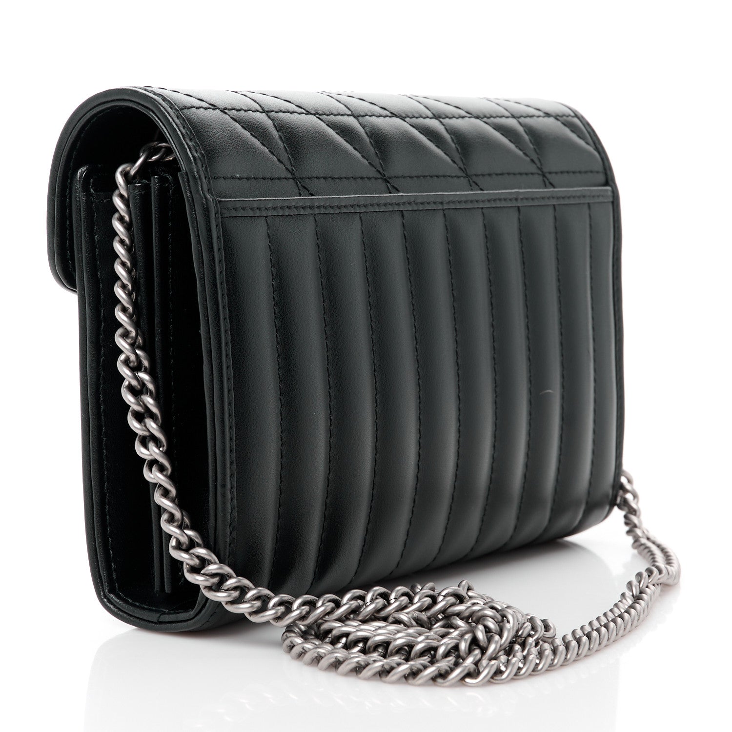 Gucci Calfskin Matelasse Aria GG Marmont Chain Wallet Black 3 of 10
