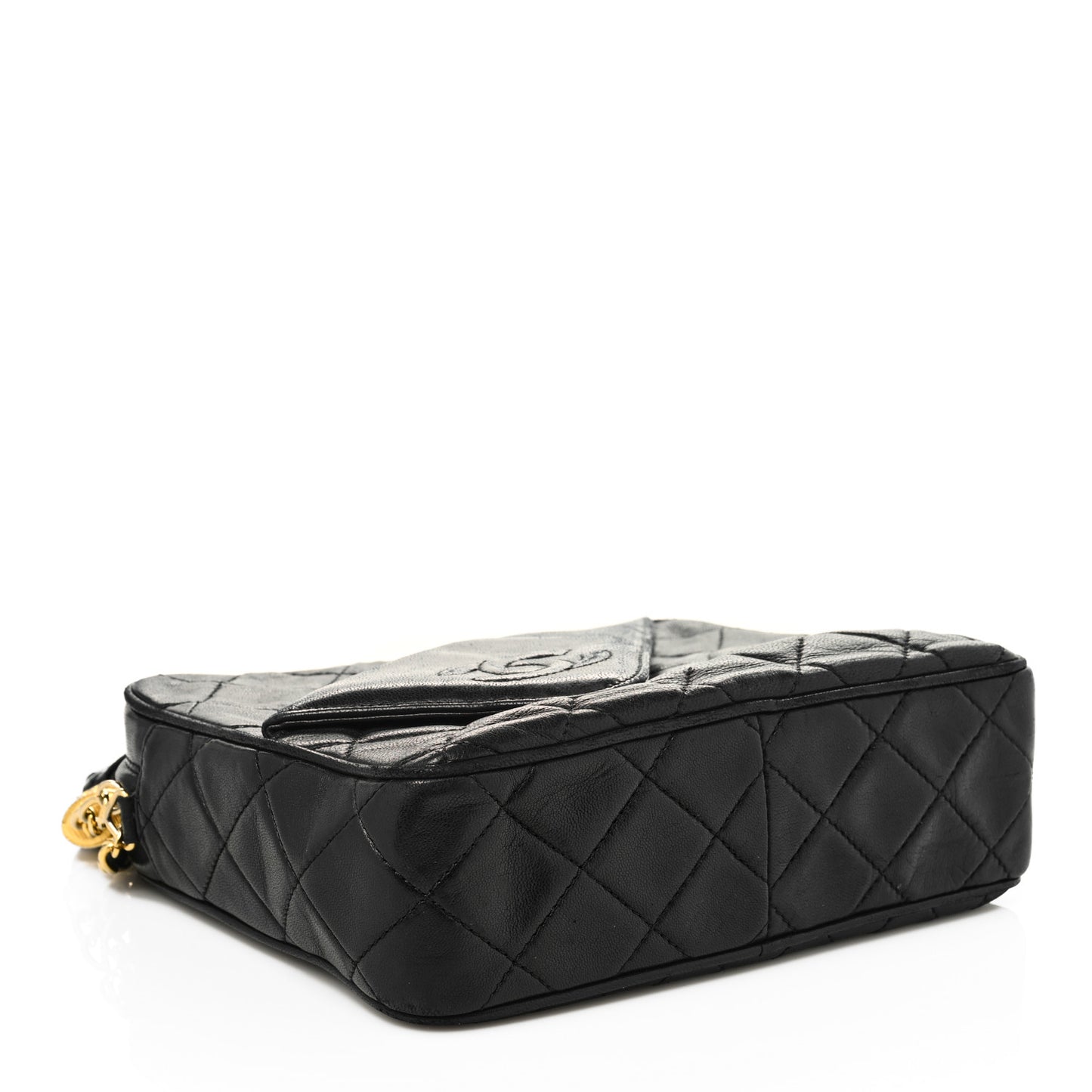 Lambskin Quilted CC Tassel Camera Case Black