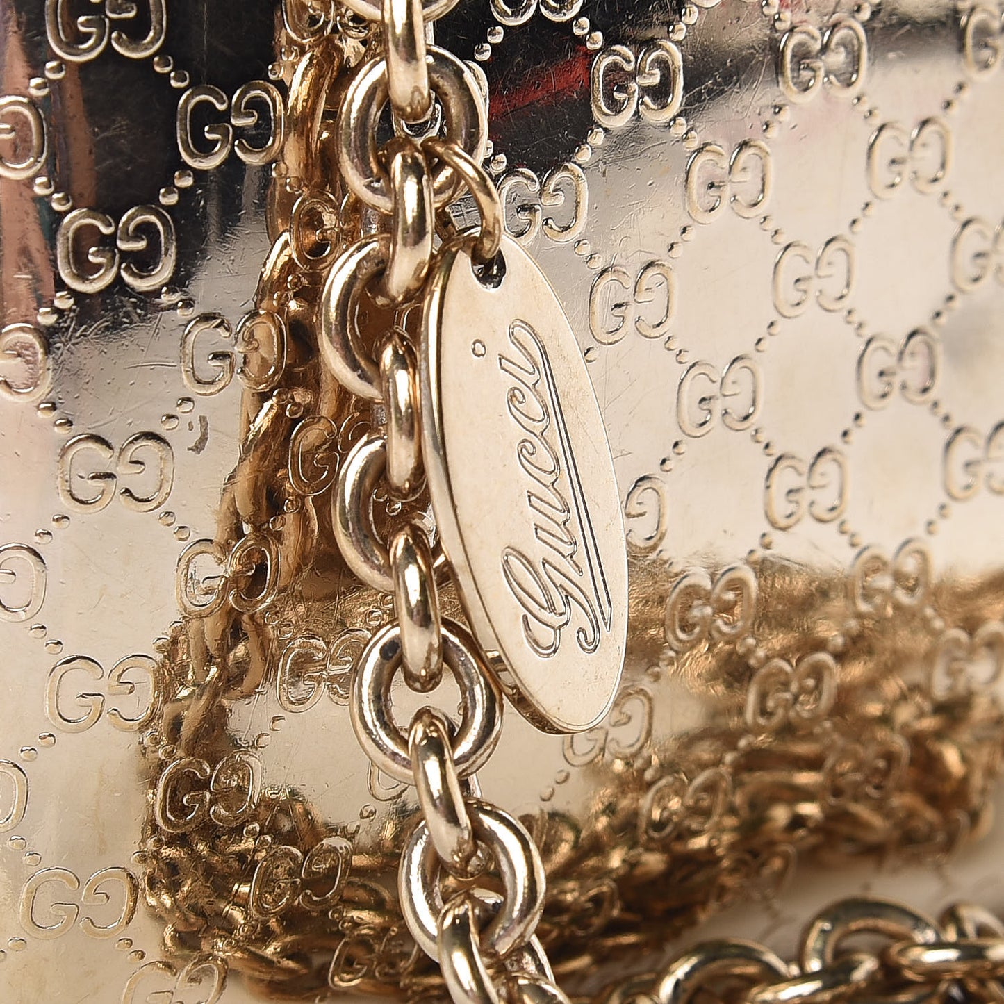 Metal Guccissima Dragonfly Minaudiere Clutch Gold