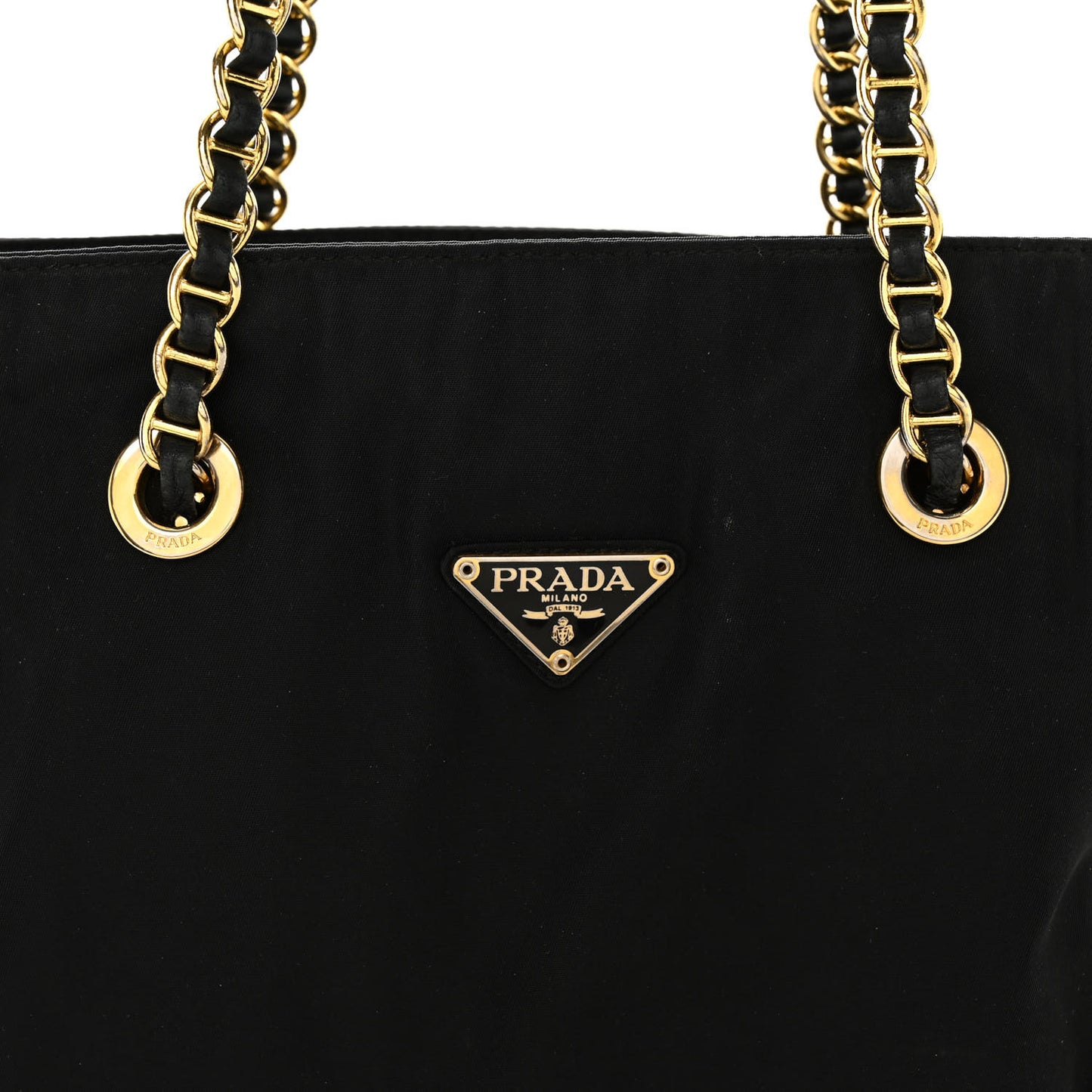 Tessuto Nylon Chain Shoulder Bag Black