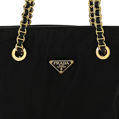 Prada Tessuto Nylon Chain Shoulder Bag Black 7 of 14