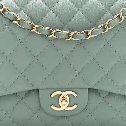 Chanel Caviar Quilted Maxi Double Flap Dark Green 7 of 9