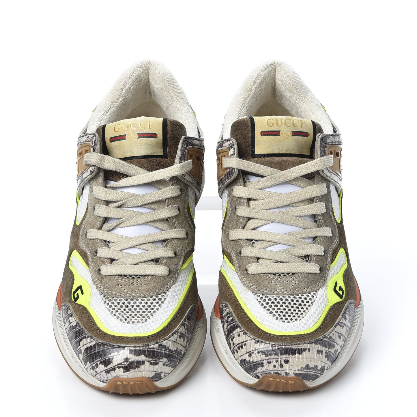 Suede Calfskin Tejus Printed Womens Ultrapace Sneakers 38.5 Natural Ardesia Neon Yellow