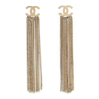 Chanel Metal CC Multi Strand Chain Drop Earrings Gold 1 of 4