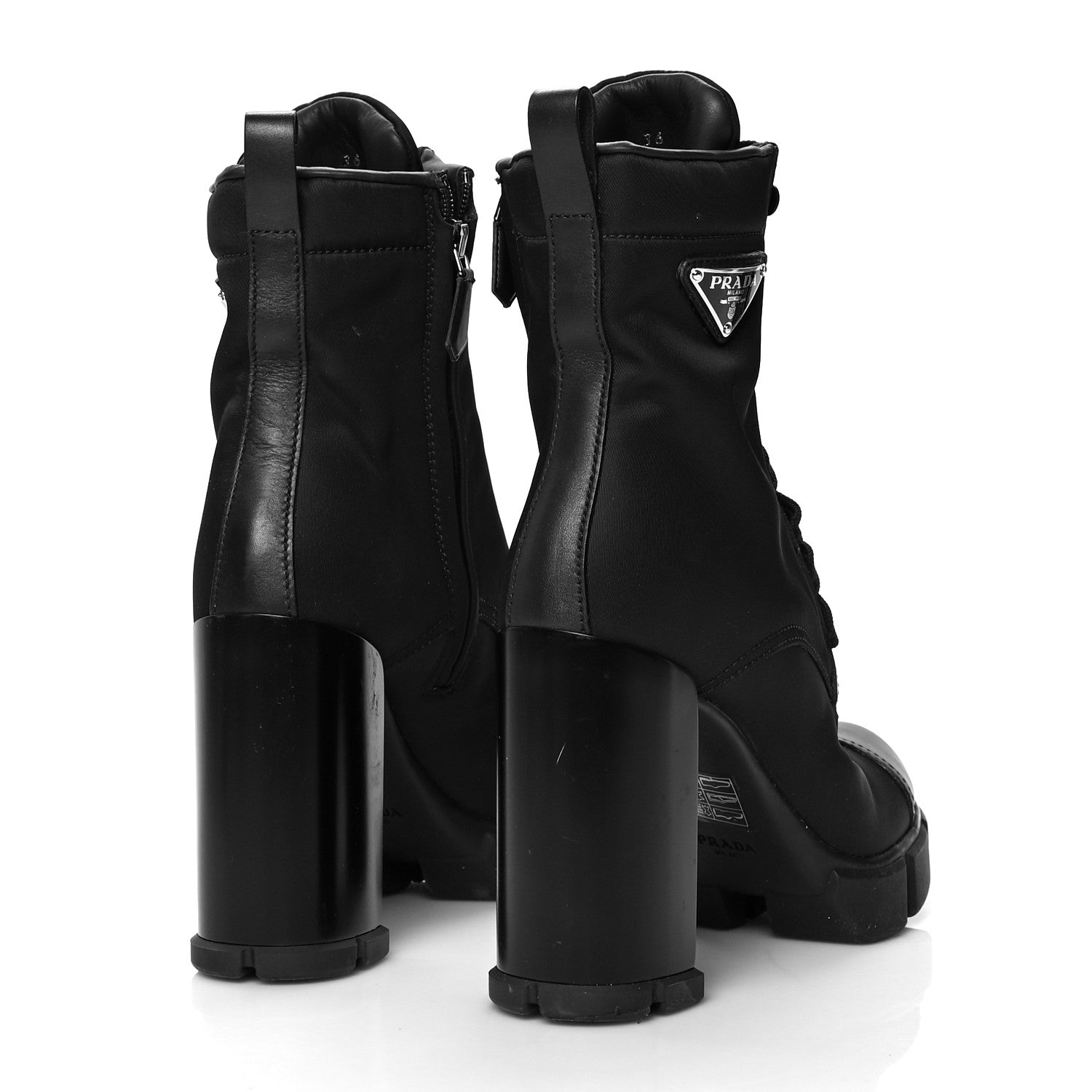 Prada Spazzolato Re-Nylon Metal Triangle Logo 110mm Ankle Boots 36 Black 4 of 7