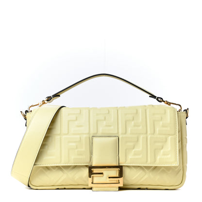 Fendi Nappa FF 1974 Embossed Large Baguette Banana 1 of 4