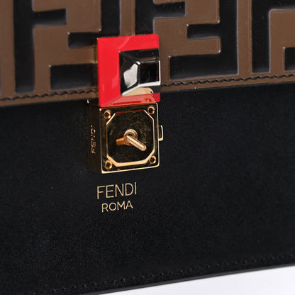 Fendi Vitello Liberty Bi-Color FF 1974 Embossed Kan I Shoulder Bag Black Maya 4 of 4