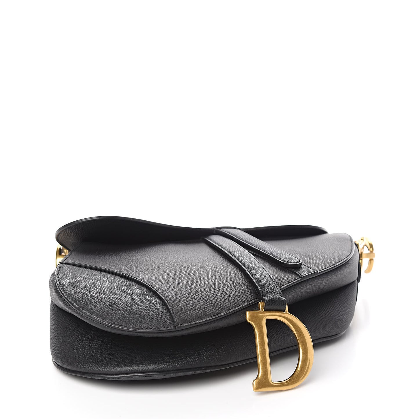 Grained Calfskin Saddle Bag Black