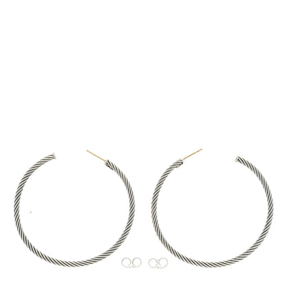 David Yurman Sterling Silver Extra Large Cable Classics Hoop Earrings 3 of 4