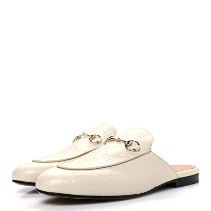 Gucci Glamour Calfskin Guccissima Womens Princetown Slippers 39.5 Mystic White 4 of 11