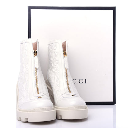 Gucci Calfskin Nappa Rhombus Quilted Trip Ankle Boots 39 Great White 11 of 11
