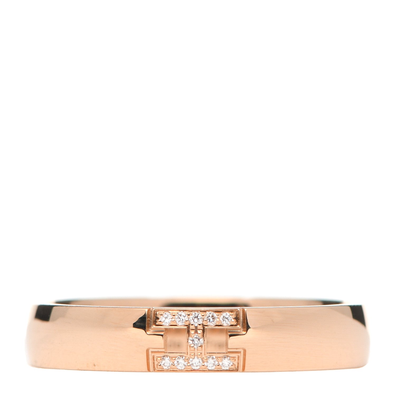 Hermes 18K Rose Gold Diamond Ever Herakles Wedding Band Ring 53 6.25 1 of 5