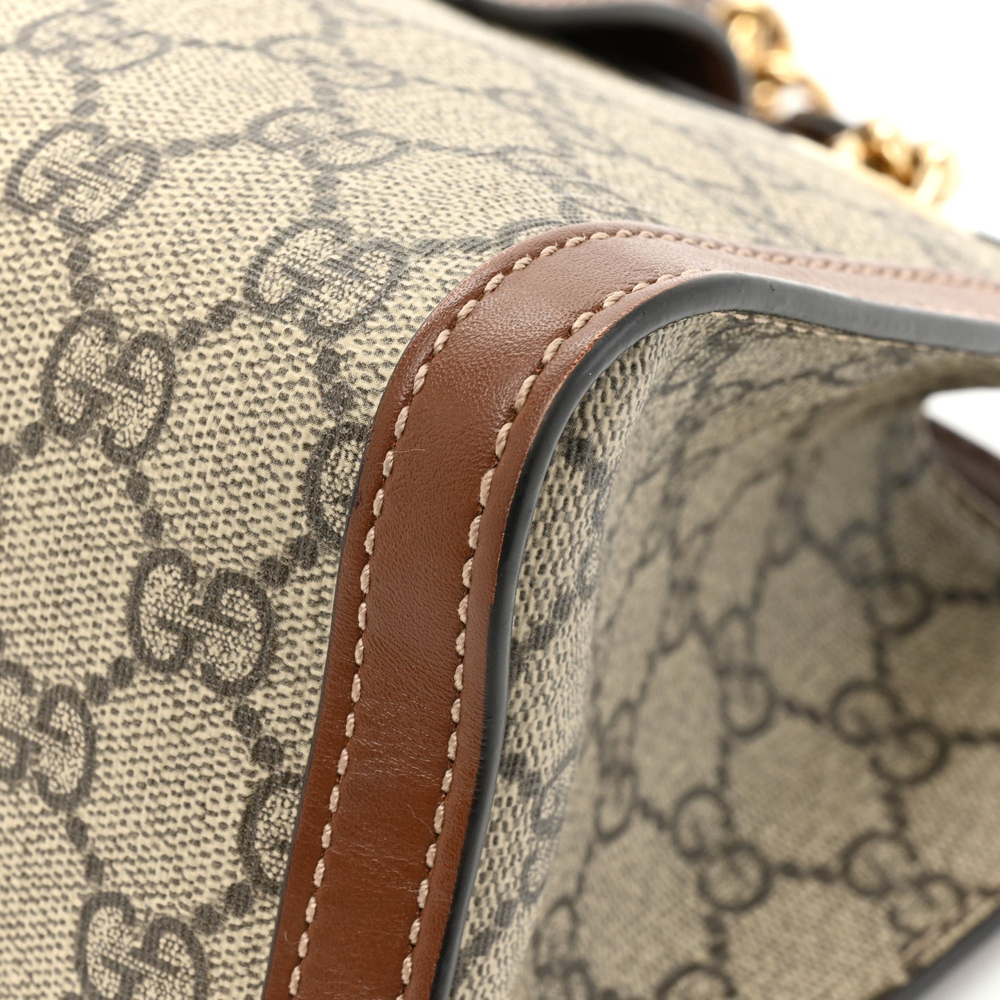 GG Supreme Monogram Calfskin Small Padlock Tote Beige Ebony Tuscany