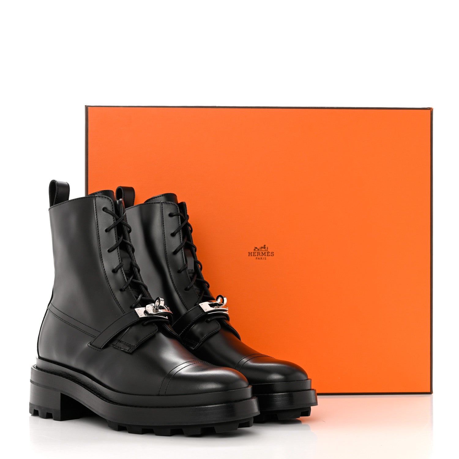 Hermes Glossed Calfskin Funk Ankle Boots 37.5 Black 9 of 9