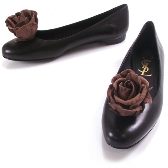 Leather Rose Flats
