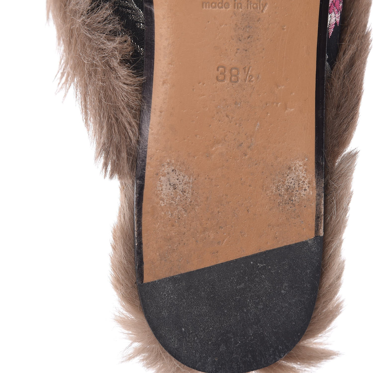 Gucci Jacquard Fur Floral Embroidered Womens Princetown Slippers 38.5 Black Multicolor 11 of 16