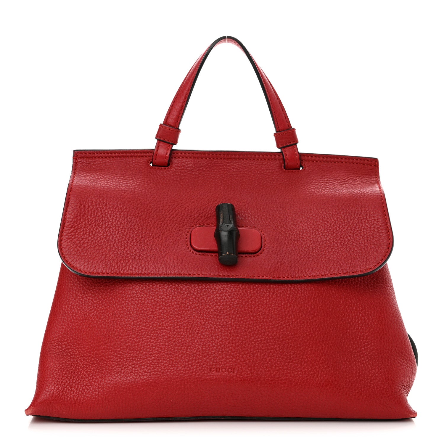 Gucci Cellarius Calfskin Small Bamboo Daily Top Handle Bag Hibiscus Red 1 of 12