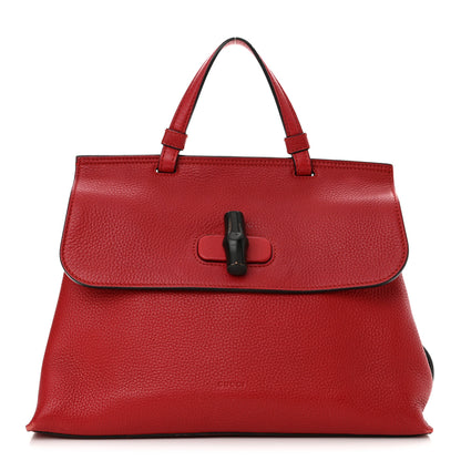 Gucci Cellarius Calfskin Small Bamboo Daily Top Handle Bag Hibiscus Red 1 of 12
