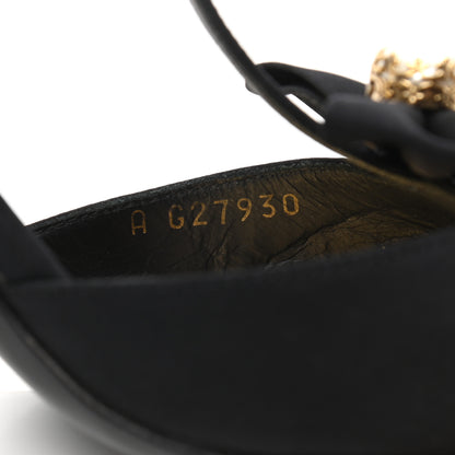 Chanel Satin Canvas Pearl Bow Sandals 38 Black 8 of 14