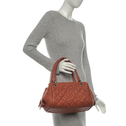 Chanel Caviar Quilted Timeless Bowler Orange 2 of 10
