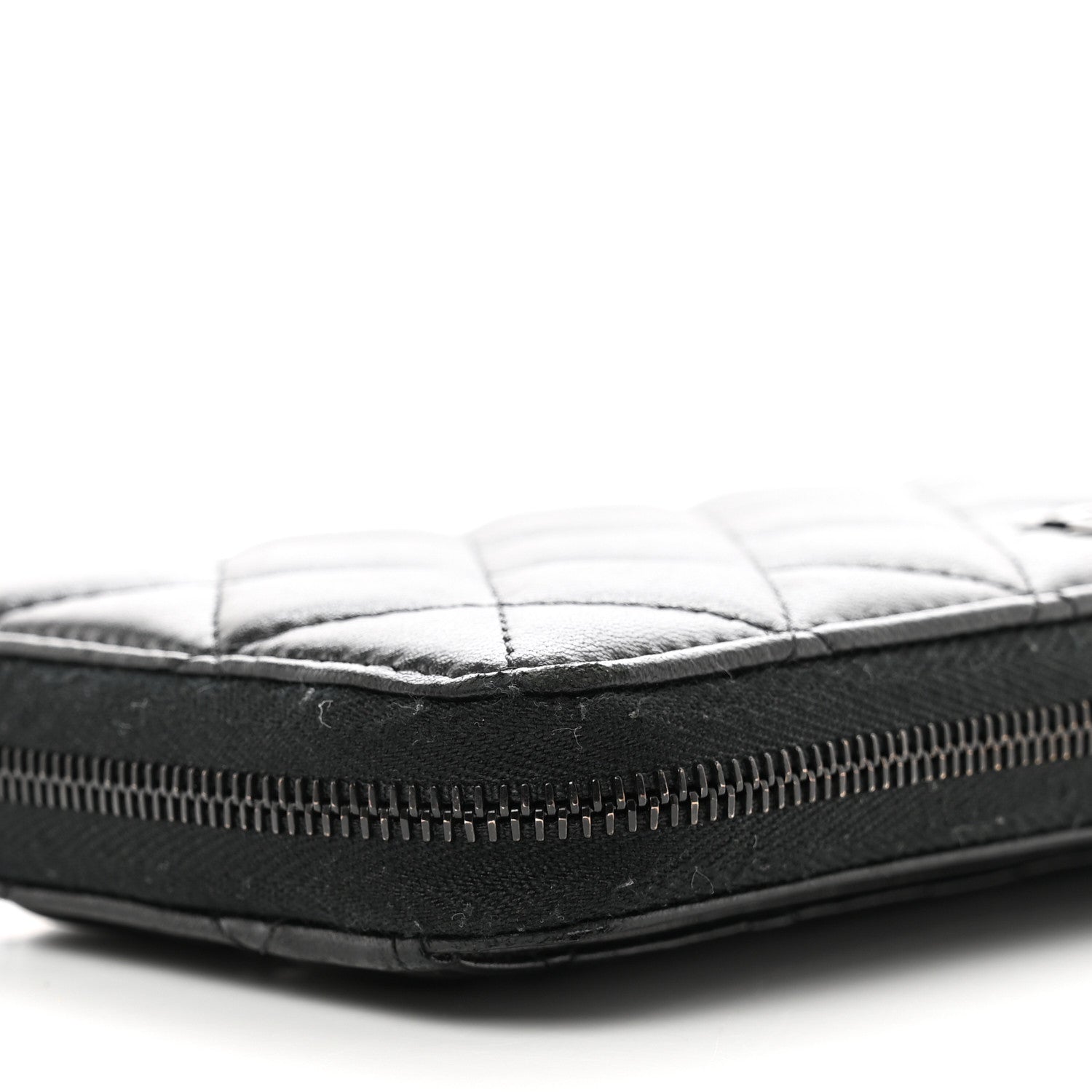 Chanel Lambskin Quilted Large Gusset Zip Around Wallet So Black 10 of 13