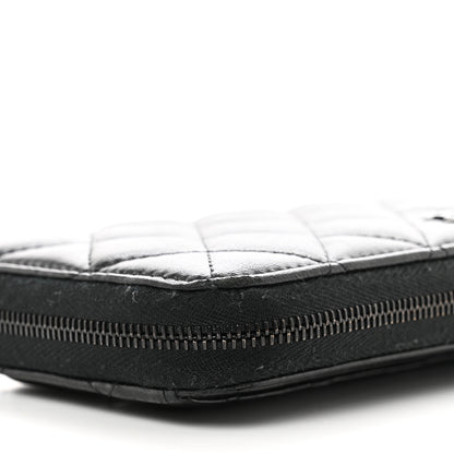 Chanel Lambskin Quilted Large Gusset Zip Around Wallet So Black 10 of 13