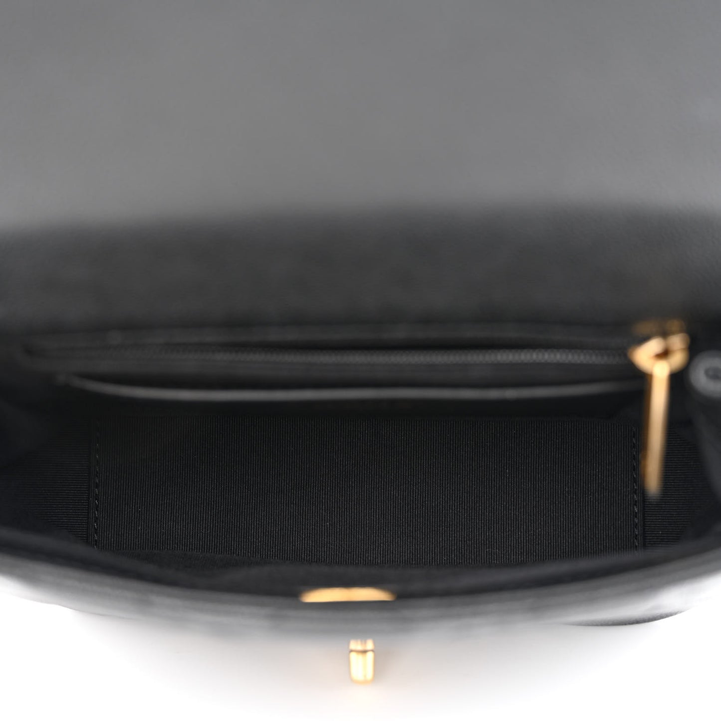 Shiny Caviar Quilted Mini Top Handle Flap Black