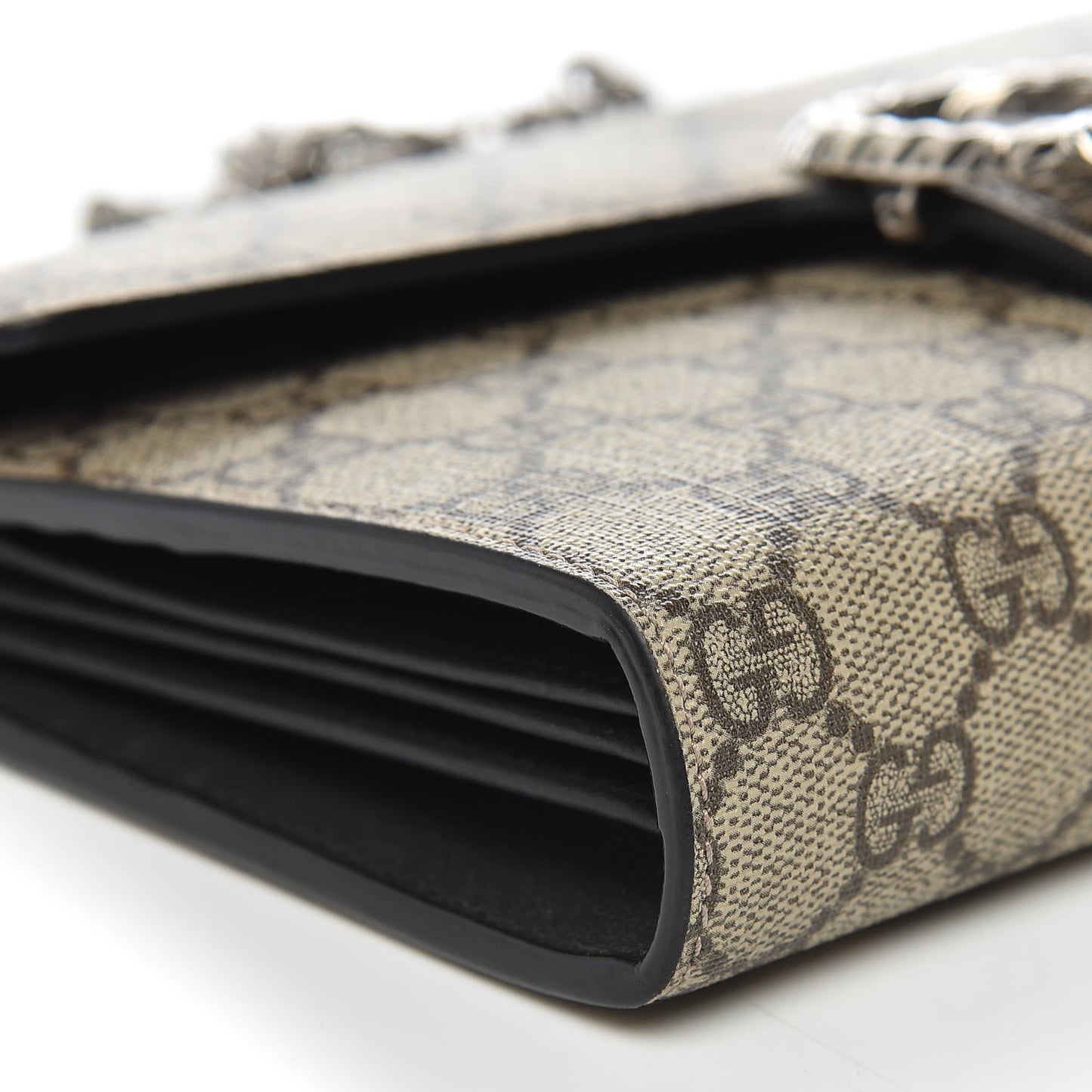 GG Supreme Monogram Mini Dionysus Chain Wallet Beige Black