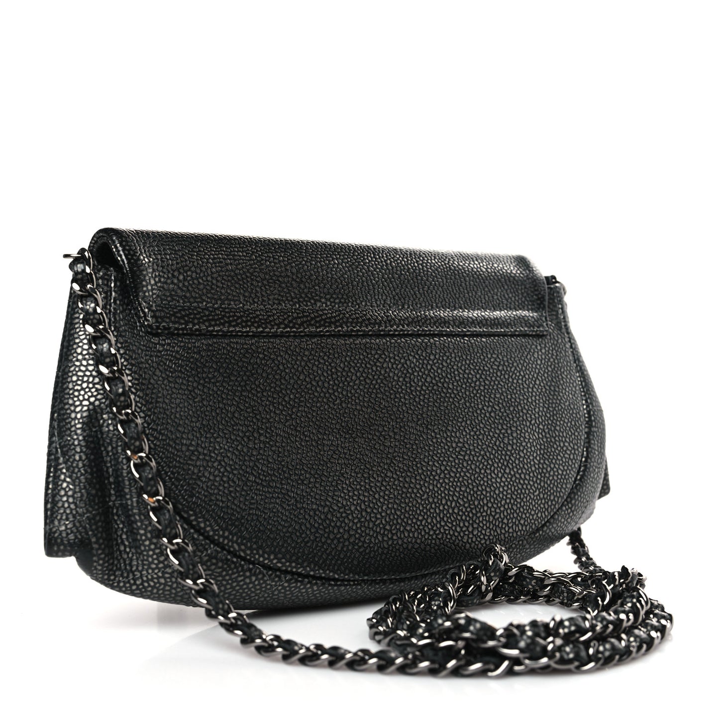 Metallic Caviar Half Moon Wallet On Chain WOC Bronze